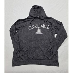 Ultramar Gray Hooded Cozumel Mexico‎ Lightweight Longsleeve Pullover Size Large